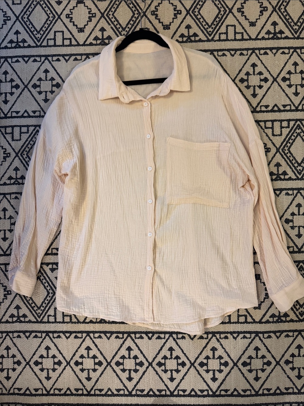 Light Peach Button-Up Cotton Gauze Shirt